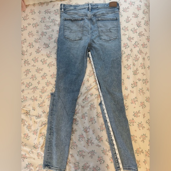 SIZE 14 LIKE NEW🎀Light Wash High Rise Skinny Jean American Eagle Jeggings - Picture 3 of 7